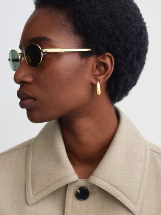 Bottega Veneta BV1470S 001 Oval Sunglasses - Gold\\Grey main image 4